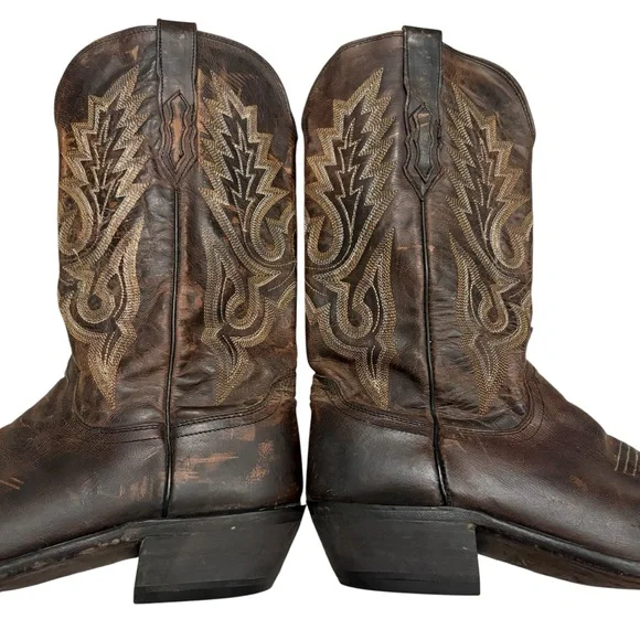 Lucchese Brown Leather Western Cowboy Boots, Sz 9D - Picture 7 of 16